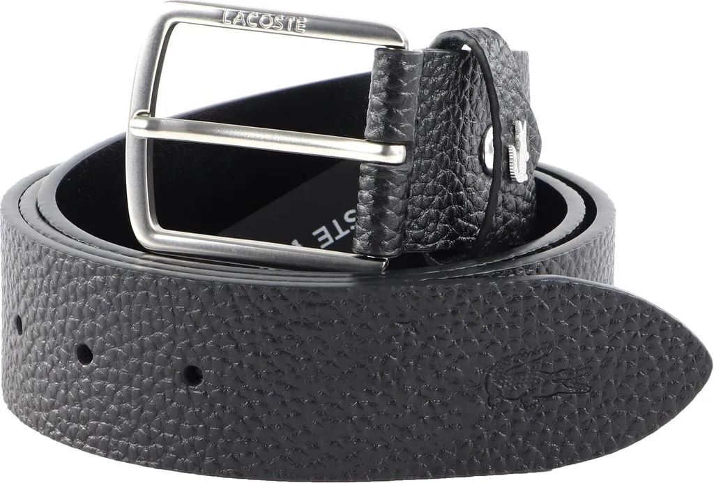 Cintura Lacoste Pelle Uomo W90 Noir Nero - Originale Casual Luxury