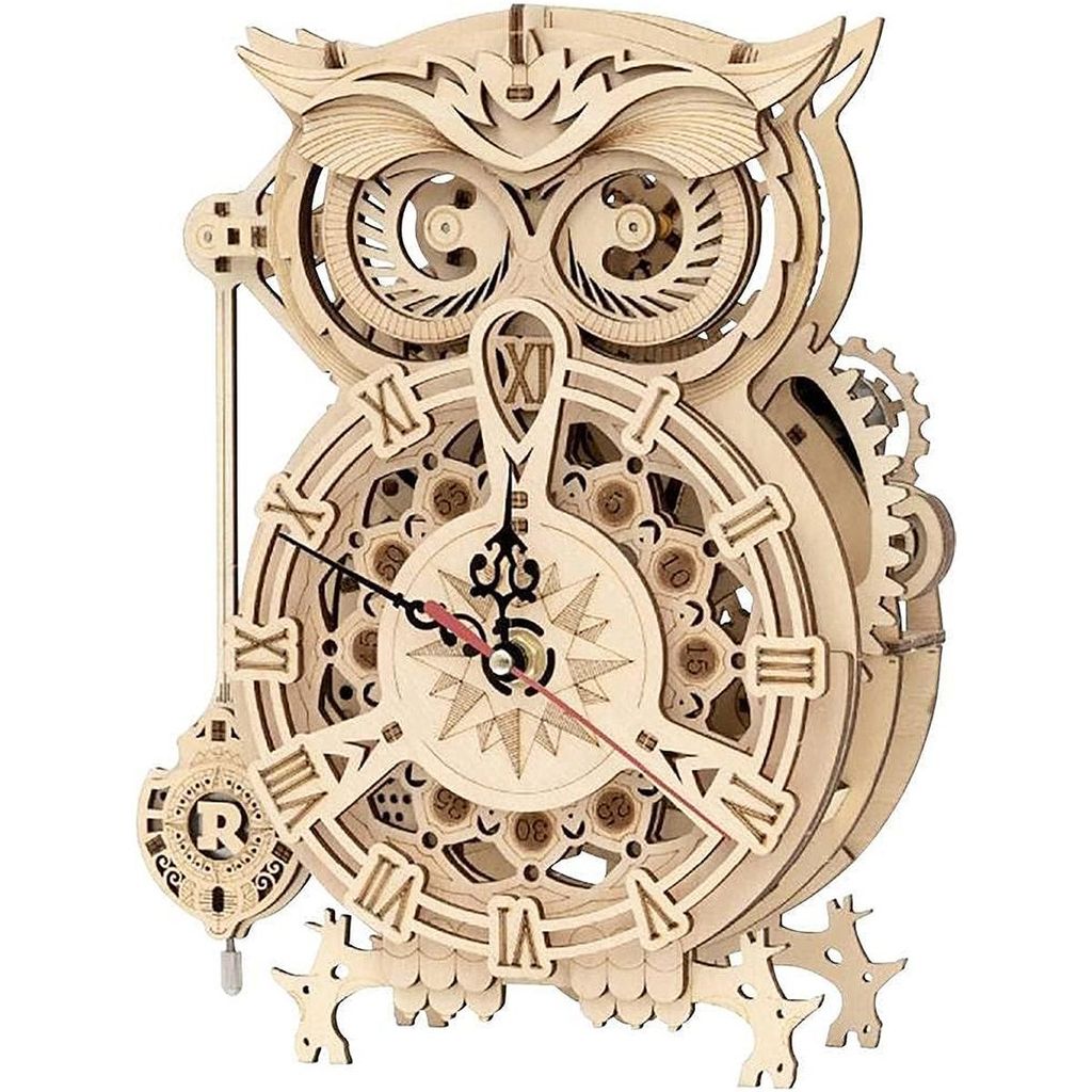 3D-Puzzles, 3D Puzzle Eule Uhr Modellbau aus Holz mit Timer - DIY Holzpuzzle Modellbausatz Bastelsets für Erwachsene - Handwerk Holzbausatz Geschenk