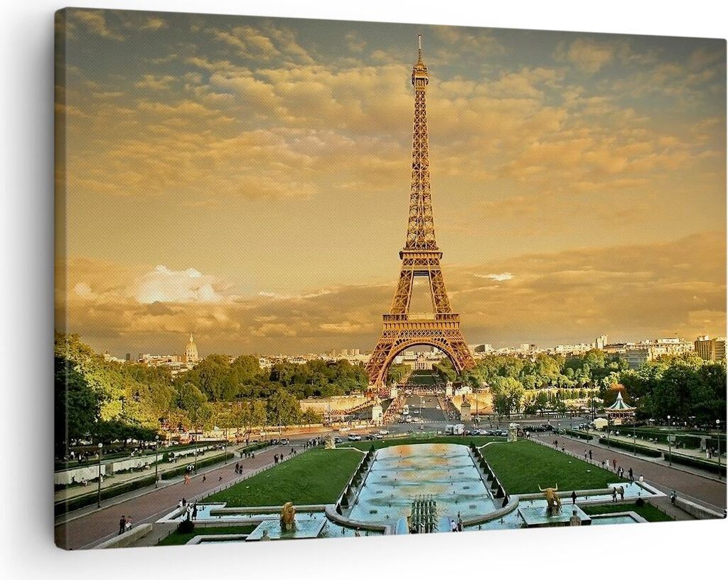 Bild auf Leinwand - Leinwandbild - Eiffelturm Frankreich Paris - 70x50cm - Wand Bild - Wanddeko - Leinwanddruck - Bilder - Kunstdruck - Wanddekorat...