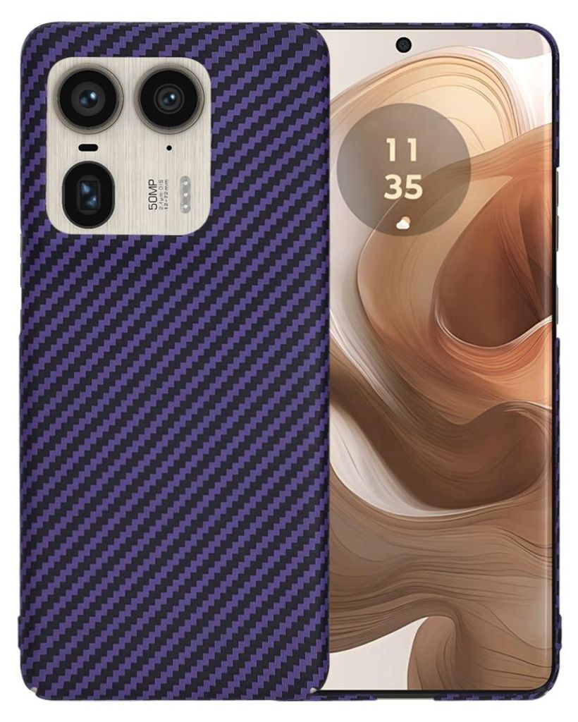 Techsuit Carbonite FiberShell Back Cover Hülle für Motorola Edge 50 Ultra - Lila