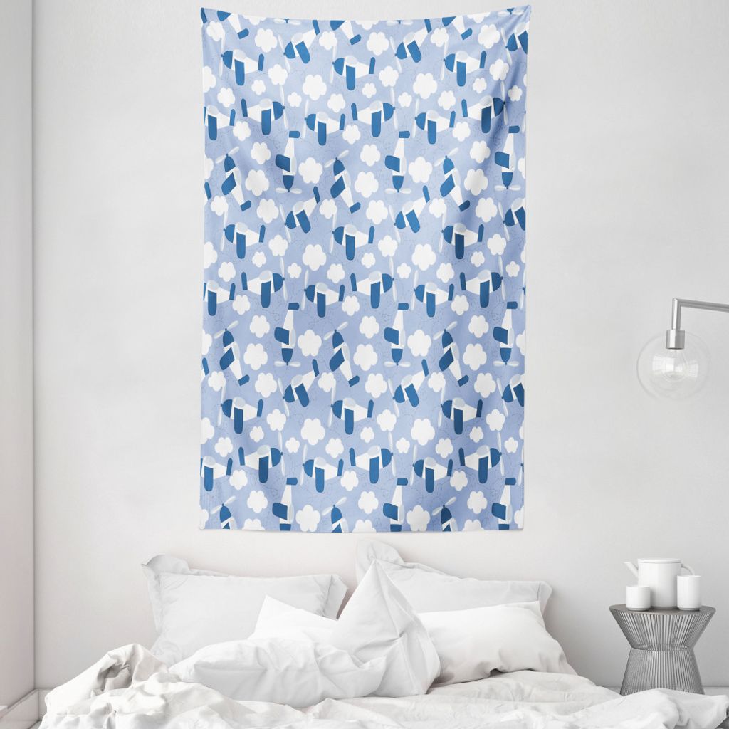 ABAKUHAUS Flugzeug Wandteppich und Tagesdecke, Retro Planes Wolken aus Weiches Mikrofaser Stoff Waschbar ohne Verblassen Digitaldruck, 140 x 230 cm...