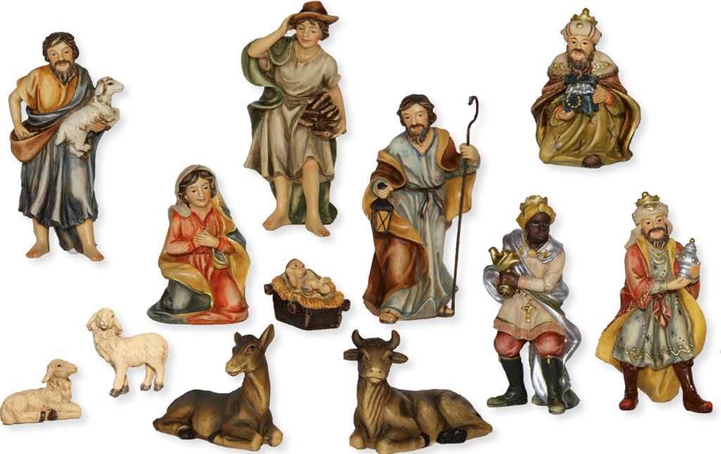 12x FADEDA Johannes-Krippenfiguren / Höhe:10 cm / handbemalt / detailgetreue Krippen Figuren - Weihnachten Tisch Dekoration Krippe Zubehör