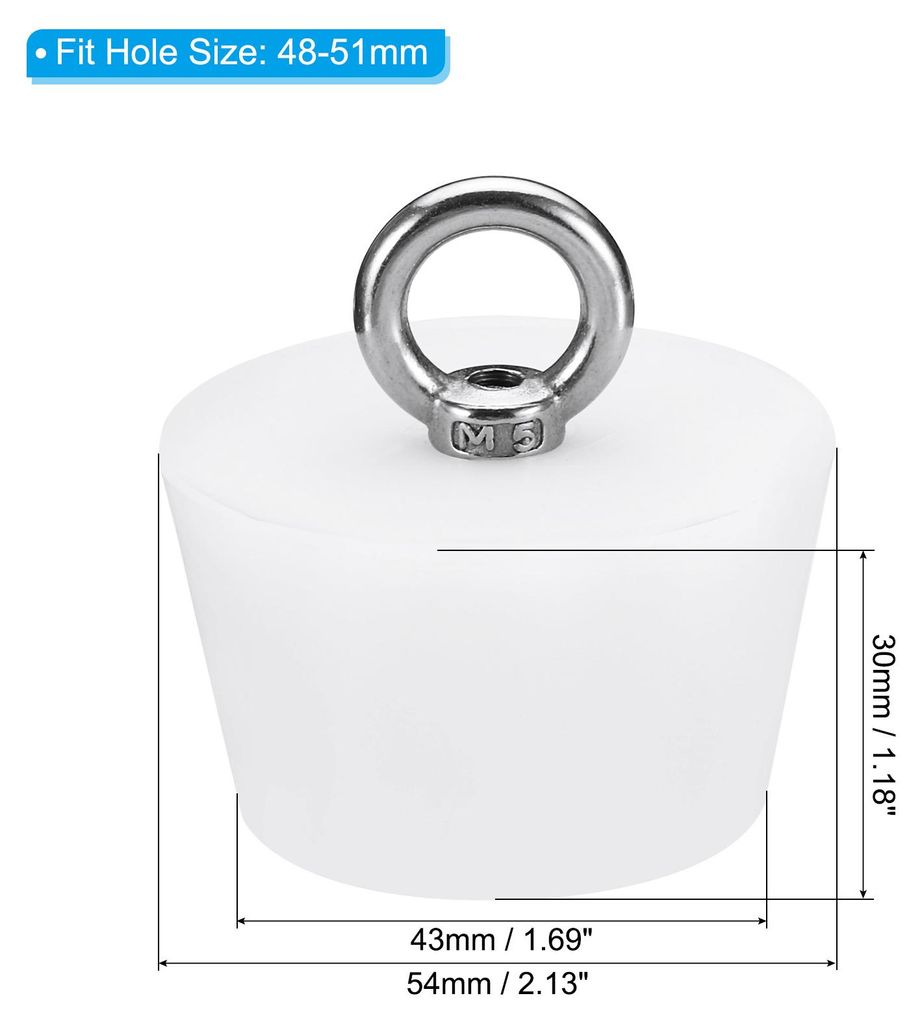 Gummistopfen Konisch Wei?er Laborstecker mit Ring Silikon Wasserstopfen 48-51 mm Vollgummi Stopfen fš¹r Testr?hren Wasserleitung Abflussloch 2 St...