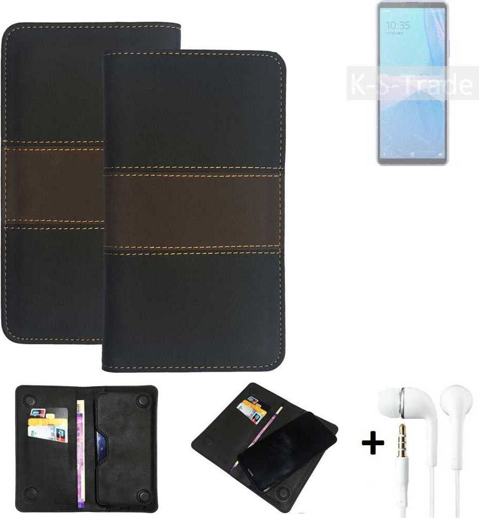 K-S-Trade Handyhülle + Kopfhörer kompatibel mit Sony Xperia 10 III Lite Schutzhülle Walletcase Bookstyle Tasche Schutz Case Hülle Wallet Cover