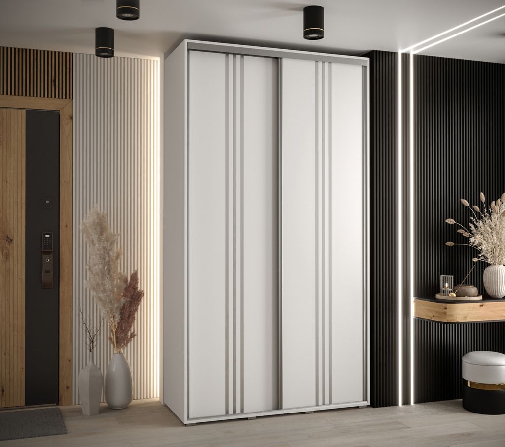 Kleiderschrank ASIRI 6 - 130/60 cm, weiß/silber