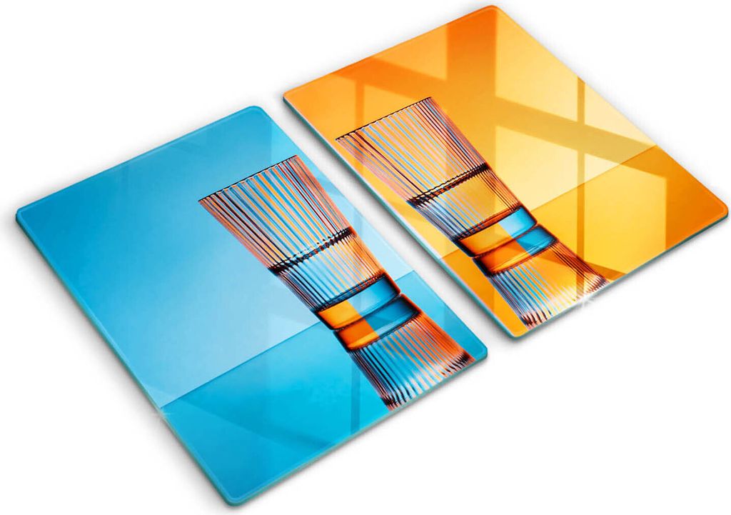 Abdeckung Glas - Küchenabdeckung - 2x40x52 cm - Abdeckplatte -Zwei Gläser Wasser