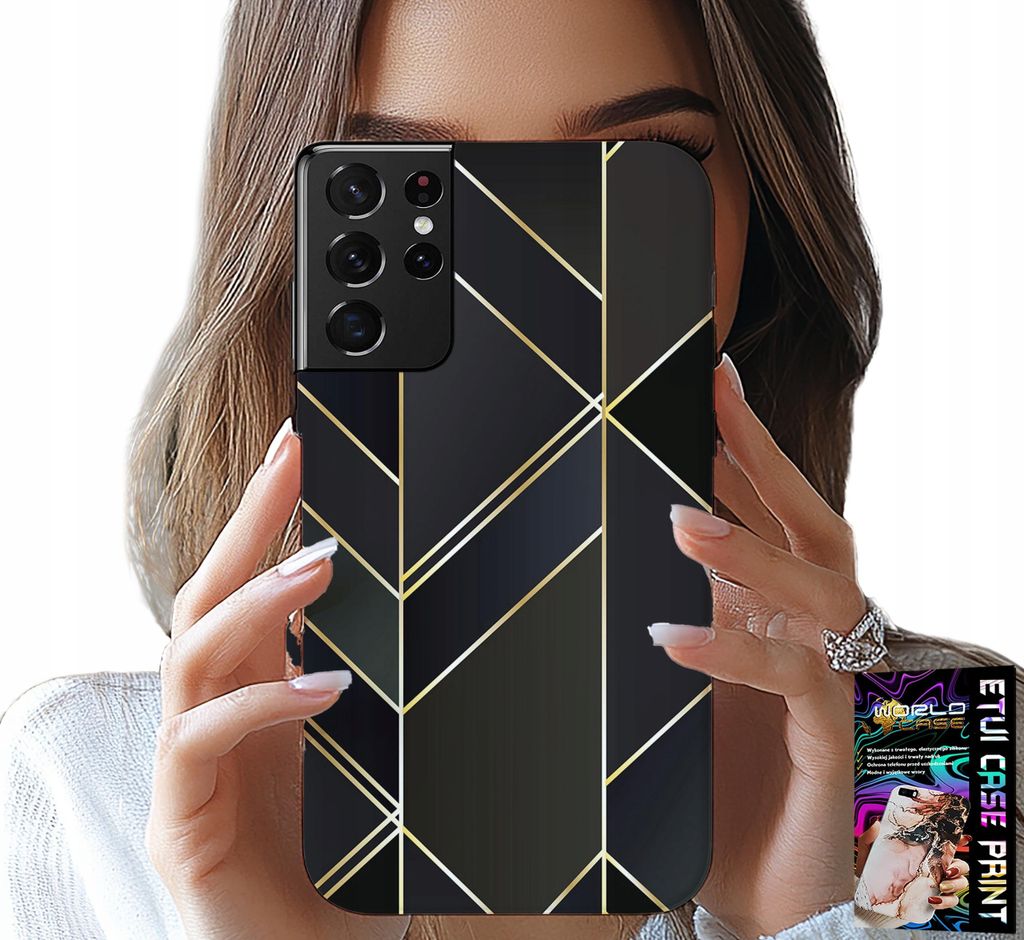 ETUI FÜR SAMSUNG GALAXY S21 Ultra - GOLDENER RAHMEN, ELEGANTES DESIGN + FILE