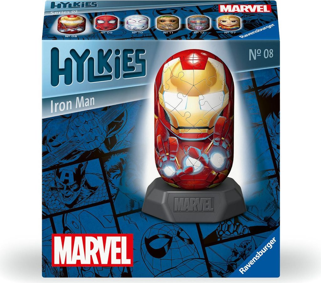 Ravensburger Hylkies: Marvel Sammelfiguren zum selbst zusammenbauen - Figur Nr.08 - Iron Man - Aufbauen, Verlieben, Sa 12001157