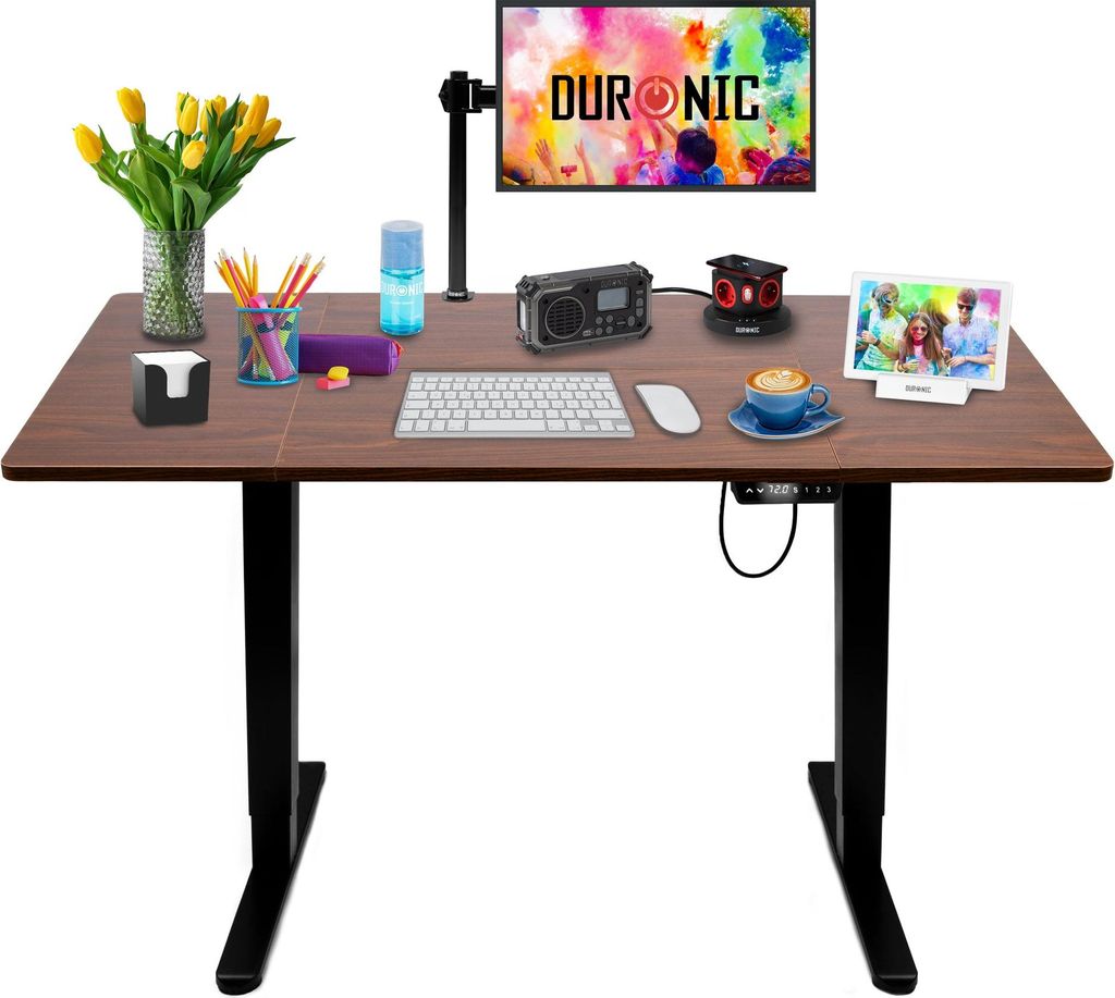 Duronic CD140 BT Höhenverstellbarer Schreibtisch, Computertisch für Büro und Gaming, elektrischer Schreibtisch mit USB Port, 140 x 60 cm Sitz-St...