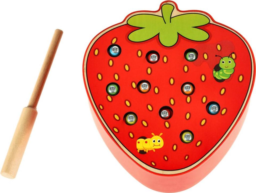 Magnetická drevená jahodová húsenica – Montessori hra pre Obrázok produktu 