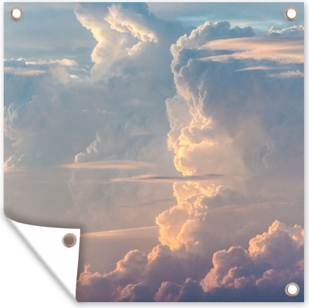 MuchoWow 100x100 cm Outdoor-Poster Gartendeko Sichtschutz Garten Poster für den Garten Die Sonne sorgt für bunte Wolken
