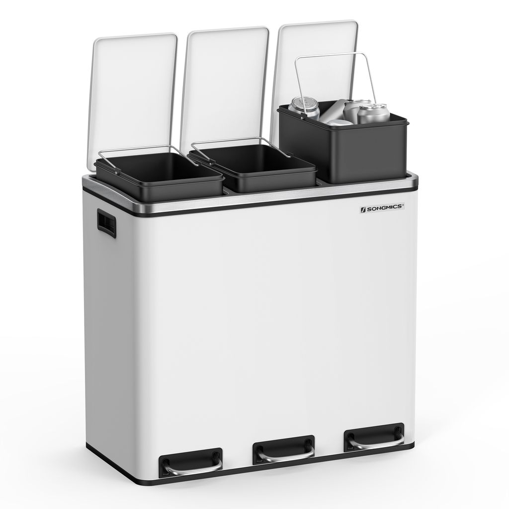 SONGMICS Systém třídění odpadu, 3 x 18 l, ergonomický, 3 Obrázek produktu 2