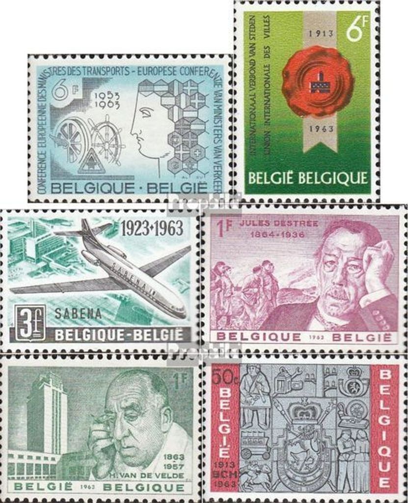 Briefmarken Belgien 1963 Mi 1313,1314,1319, 1329-1330,1331 (kompl.Ausg.) postfrisch Sondermarken