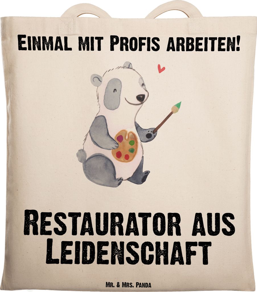 Mr. & Mrs. Panda Tote Bag Restaurator Leidenschaft - Transparent - Geschenk, Tasche, Beutel, Schultasche, Laptoptasche, Shopping