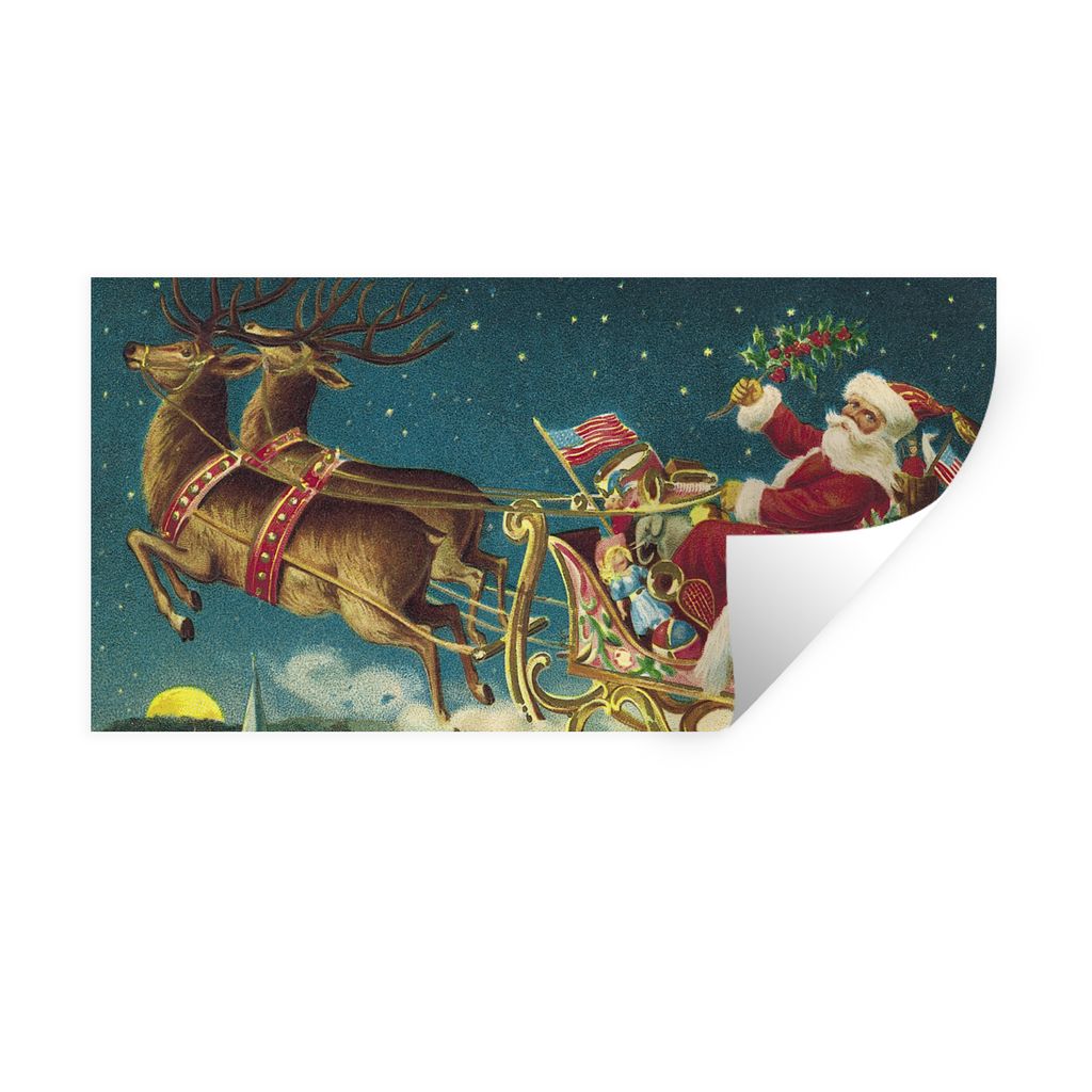 MuchoWow Wandtattoo Wandsticker Wandaufkleber Weihnachten - Winter - Vintage 160x80 cm Selbstklebend und Repositionierbar - Sticker - Dekorfolie