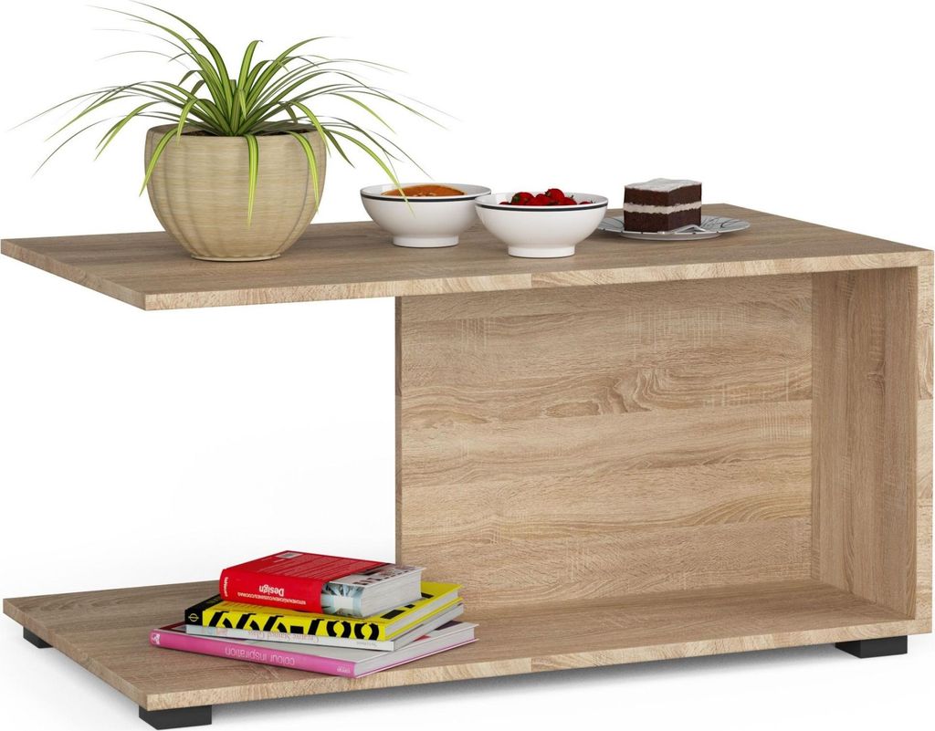 Couchtisch – Wohnzimmertisch – Kaffetisch für Wohnzimmer – MARGO – 90 cm – Sonoma Eiche – Moderner Wohnzimmertisch mit klarer Form