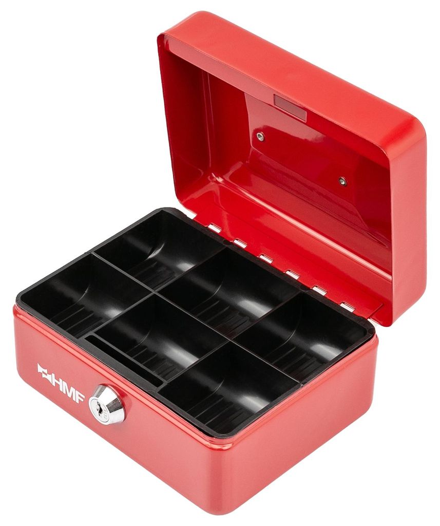 Geldkassette mit Münzeinsatz 15 x 12 x 8 cm  HMF 10215 Rot