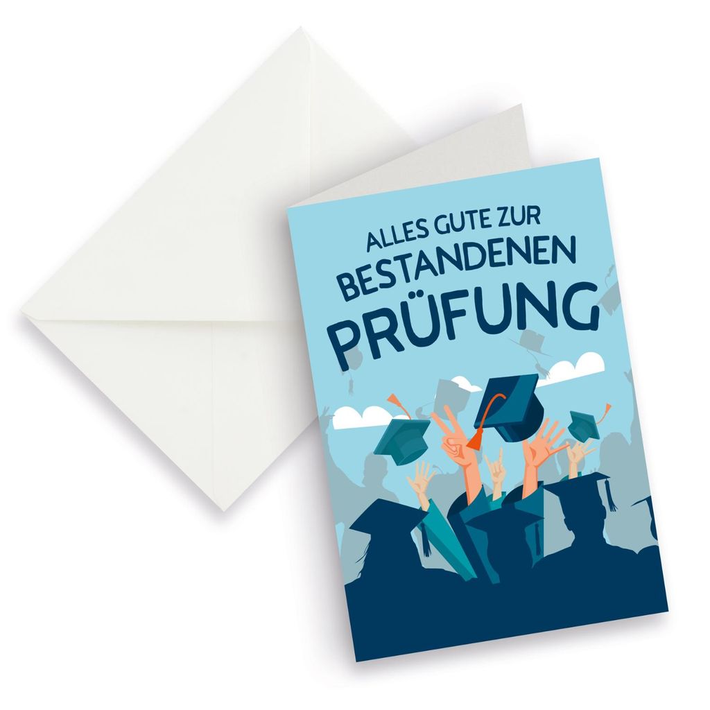 itenga XXL Klappkarte DIN A4 Alles Gute zur Prüfung und XXL Briefumschlag