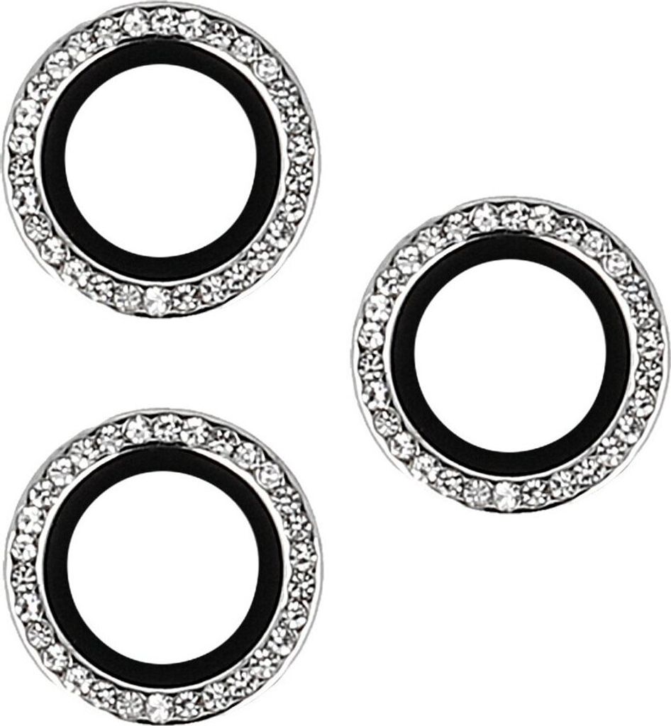 Lens Shield Glas Kameraglas kompatibel mit iPhone 16 Pro Max Silber Diamond