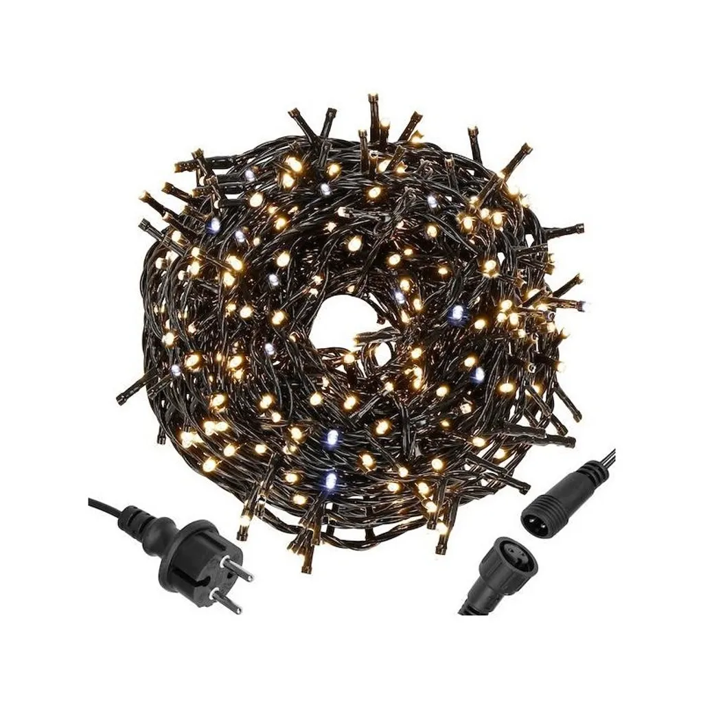 Guirlande lumineuse scintillante 500 LED blanc chaud et blanc flash 7787