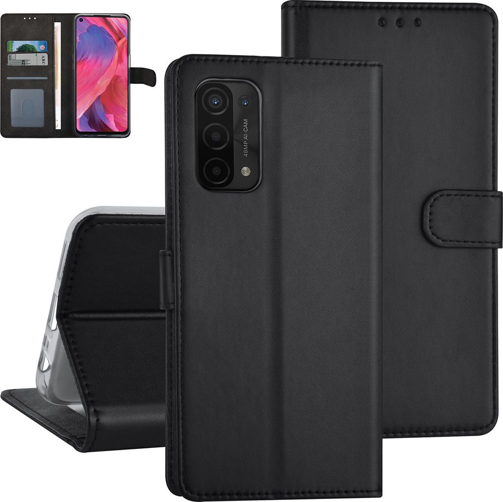 Oppo A54 5G & Oppo A74 5G Book type case - Card holder - Magnetic closure - Black