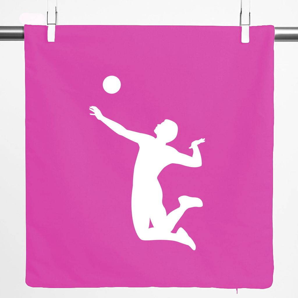 Huuraa Kissenbezug Volleyball Silhouette 40x40cm Fuchsia Baumwolle Dekokissenbezug Geschenkidee