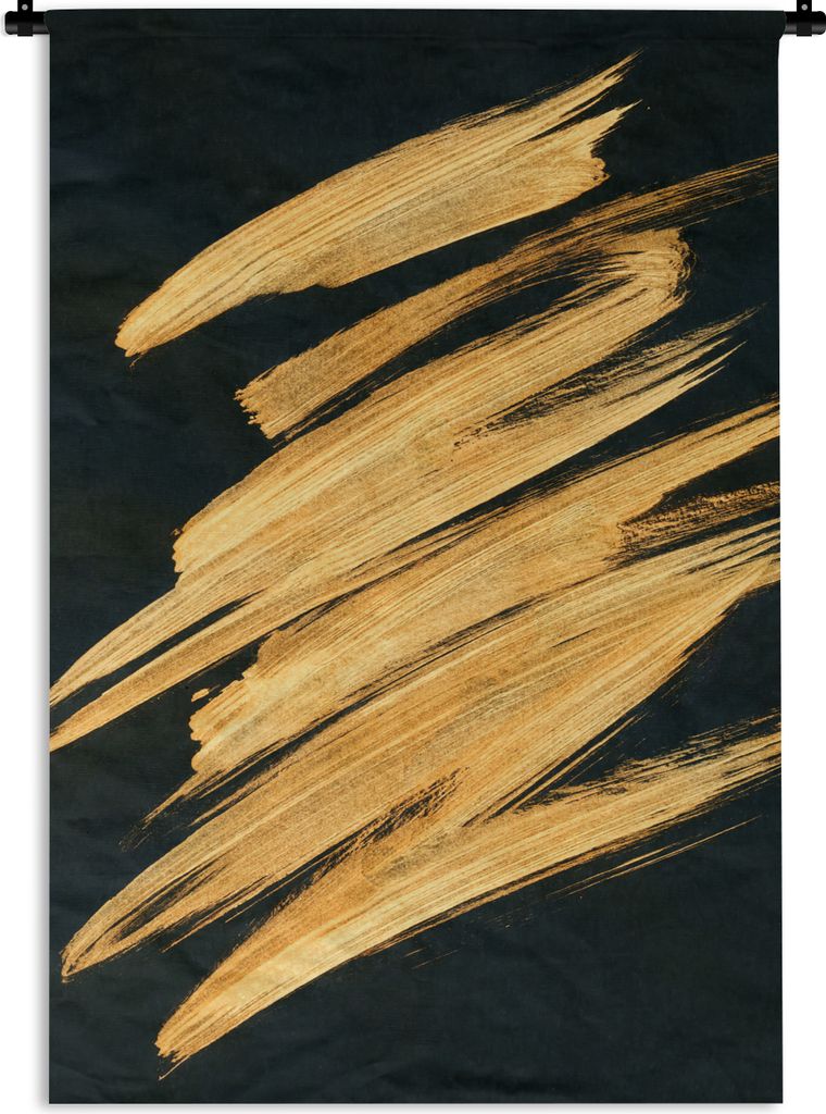 MuchoWow Wandteppich Wandbehang Gold - Farbe - Streifen - Luxus - Abstrakt 120x180 cm Tapisserie Dekoration Wandtuch - Schlafzimmer - Dekoratione...