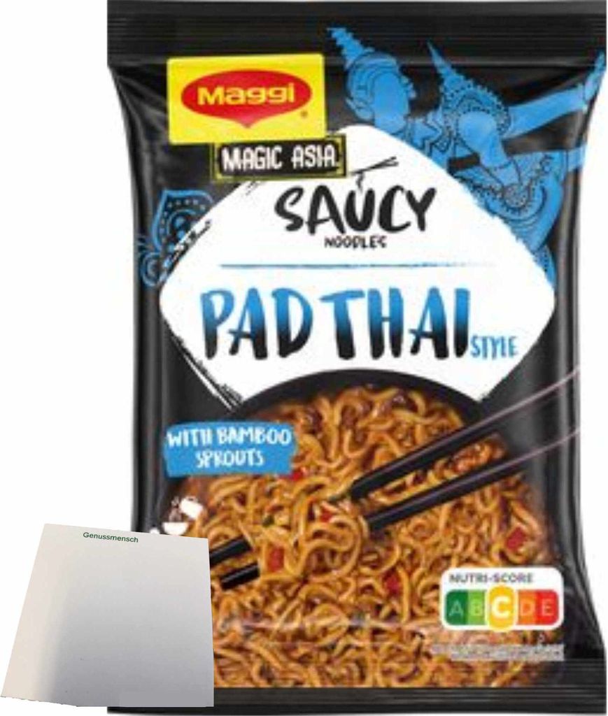 Ma Asia Magic Saucy Noodles Pad Thai Style (128g Packung) + usy Block