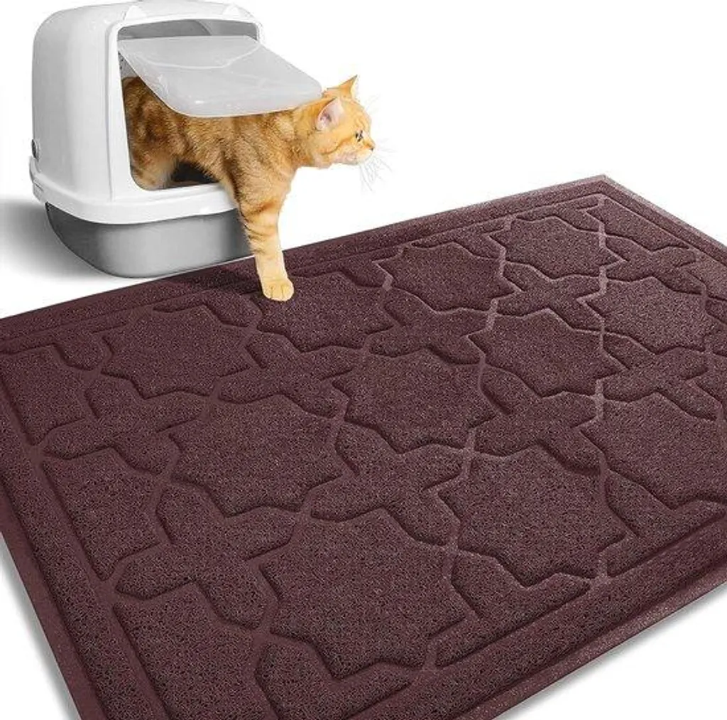 Tapis chat anti-saleté et imperméable marron 90x60 cm : Fini les fuites !