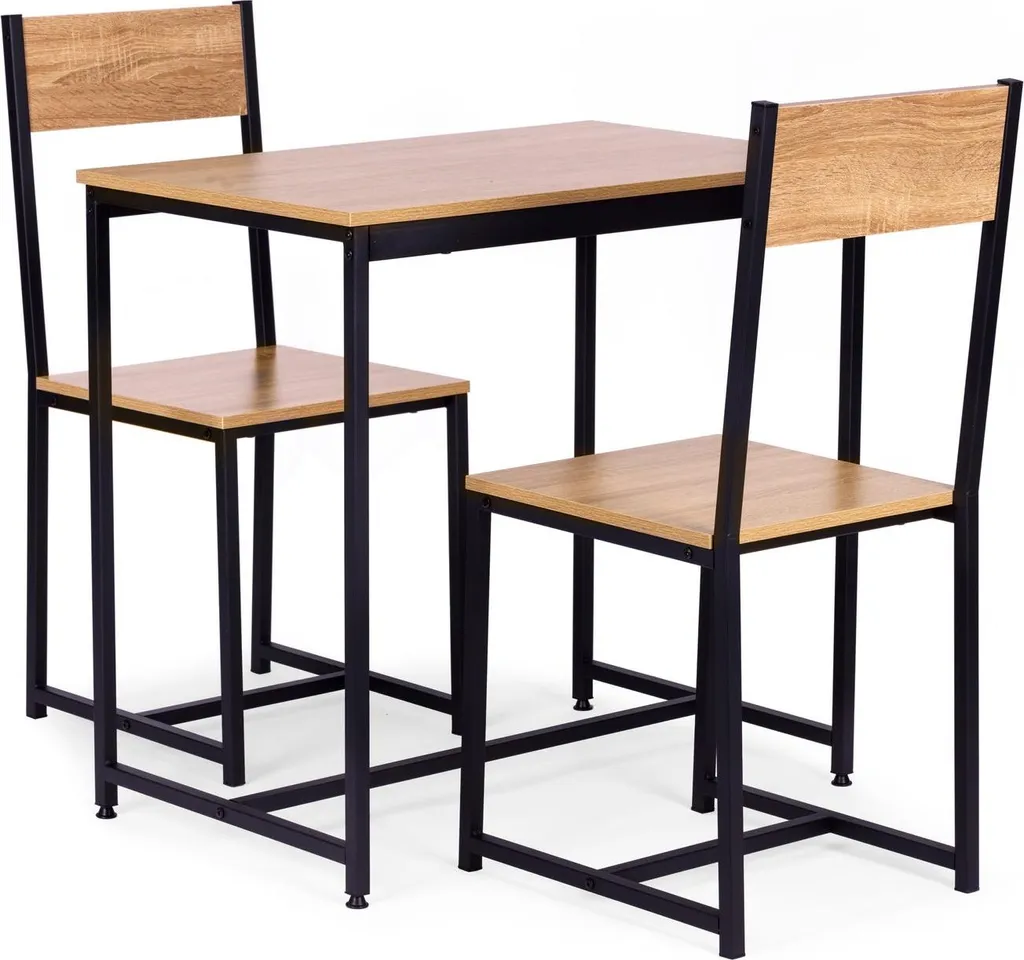 Elegante Set Tavolo e 2 Sedie in Metallo e MDF Design Scandinavo