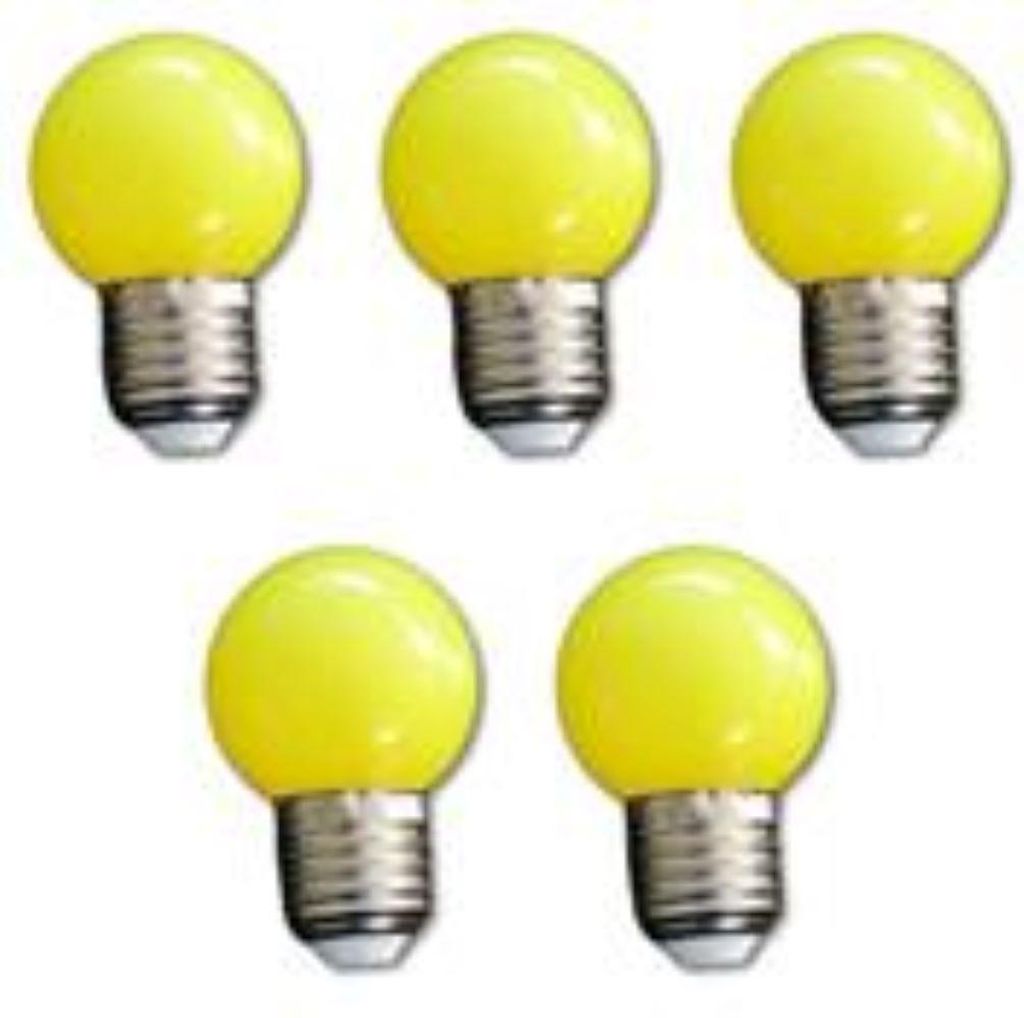 7362 LED Tropfen Lampe 1 Watt gelb Sockel E-27 5-er SET Produktbild 