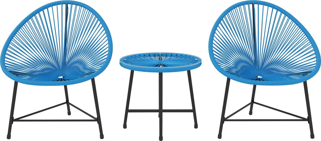 Petit Salon de Jardin Bleu Gain de Place pour Balcon et Petit Patio