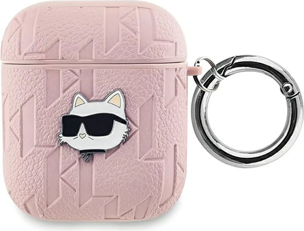 Karl Lagerfeld Kla2Pgchpp Airpods 1/2Cover Różowy/Pink Monogram Choupette Head