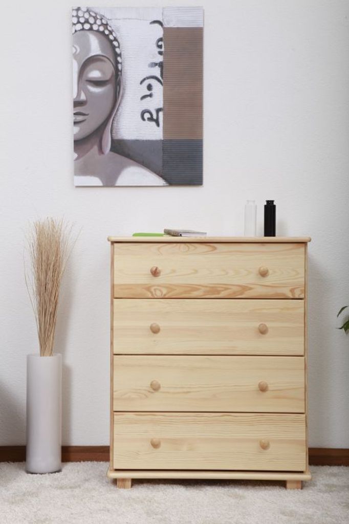 Kommode Kiefer massiv Vollholz natur 016- Abmessung 100 x 100 x 47 cm (H x B x T)
