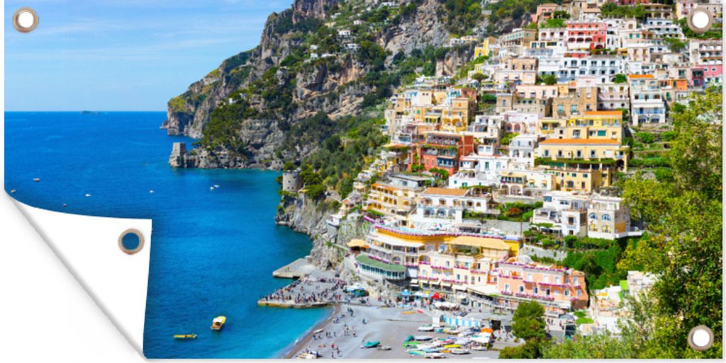 MuchoWow 160x80 cm Outdoor-Poster Gartendeko Sichtschutz Garten Poster für den Garten Haus - Italien - Küste