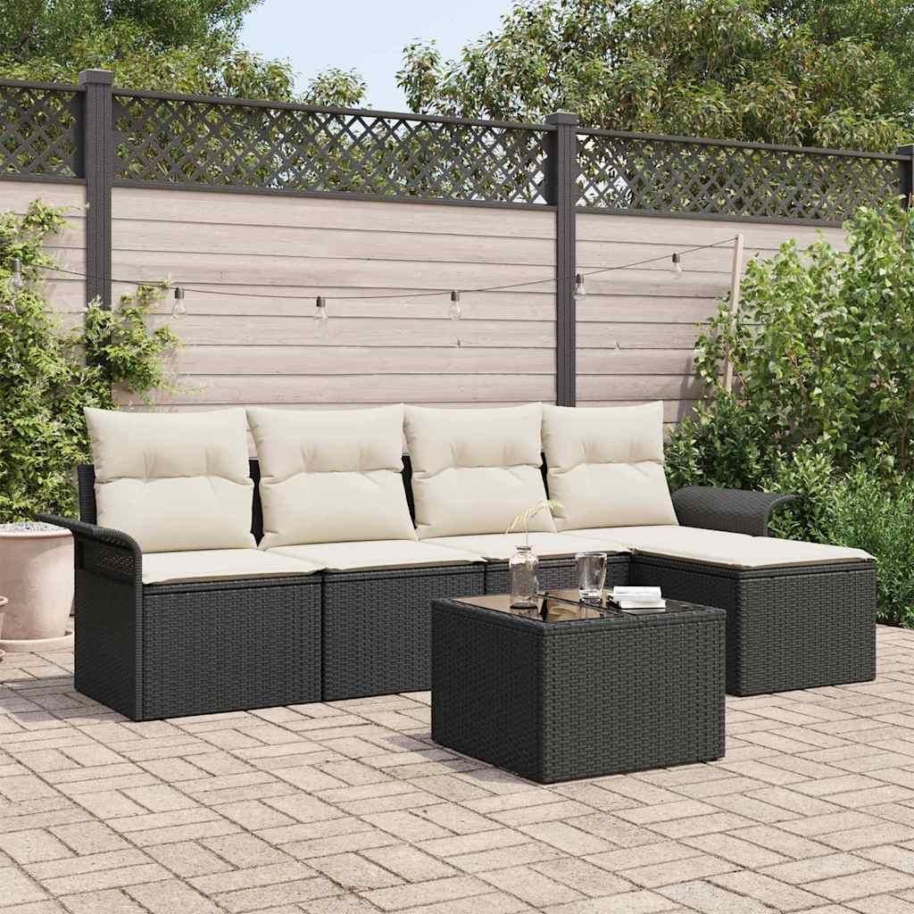 Maison Exclusive - Outdoor-Sofa mit Kissen 6 pcs Schwarz Poly-Rattan