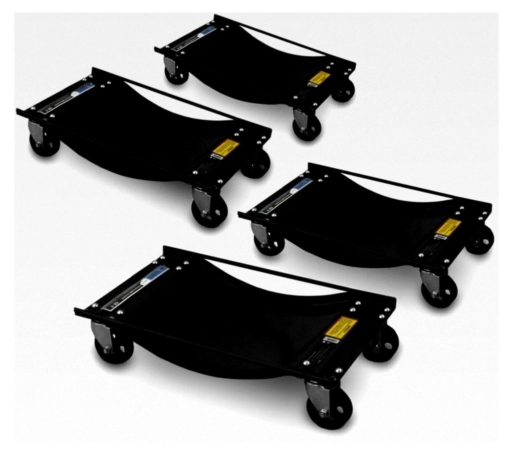 4 Stück Rangierhilfen für PKW - Rangierroller mit einer Belastbarkeit von bis zu 450 kg pro Roller - Schwarz