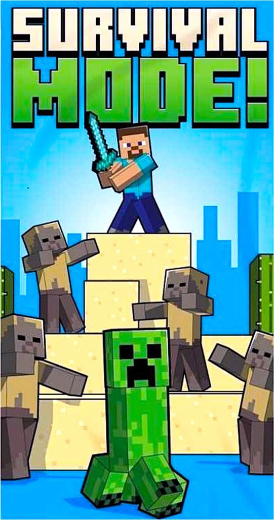 Minecraft Badetuch Strandtuch - Kinder Strandlaken 70 x 140 cm aus Baumwolle