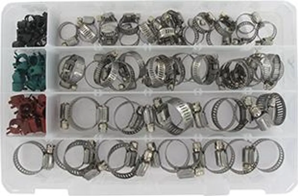 Coffret Collier Élastique et à Visser pour Mécanique - Set de 120 Pièces