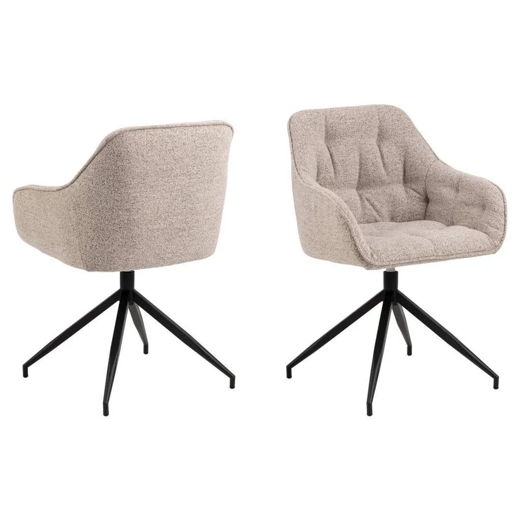 Chaise de salle à manger Brooke beige avec accoudoirs et pivot à 360°