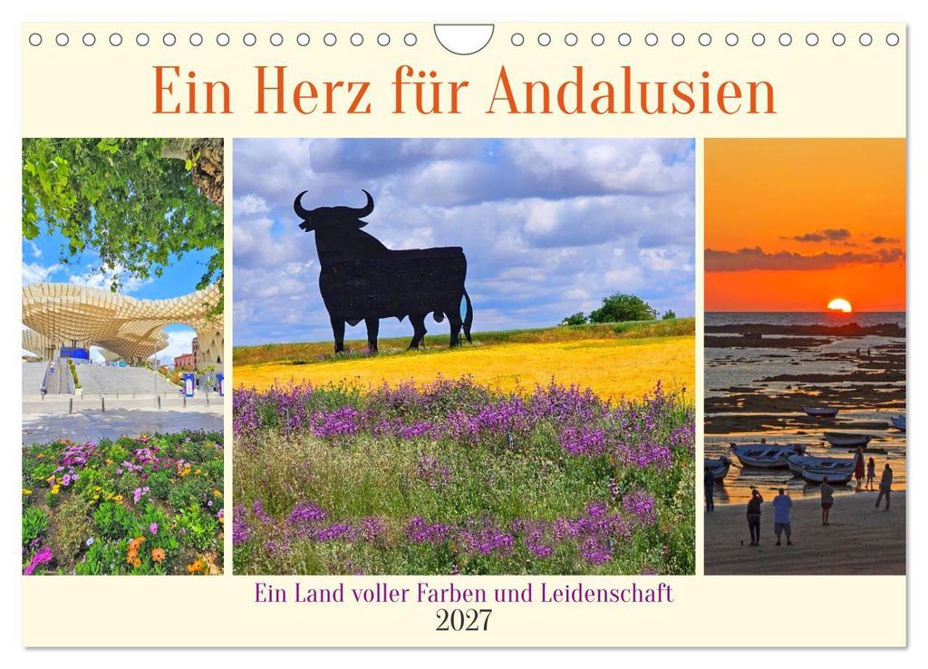 Ein Herz für Andalusien (Wandkalender 2027 DIN A4 quer), CALVENDO Monatskalender