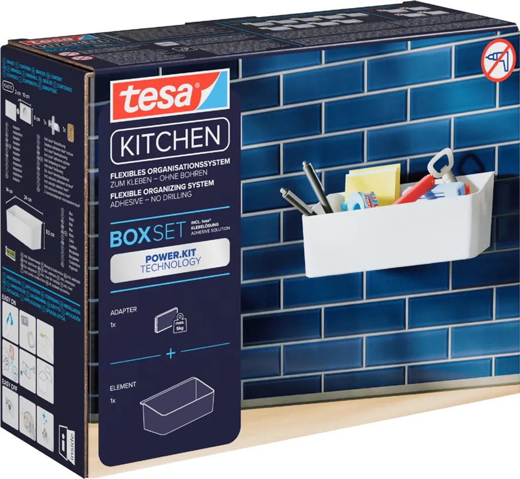 Cestino Cucina Adesivo tesa 70062 - Organizza Spezie e Utensili 5kg - 1