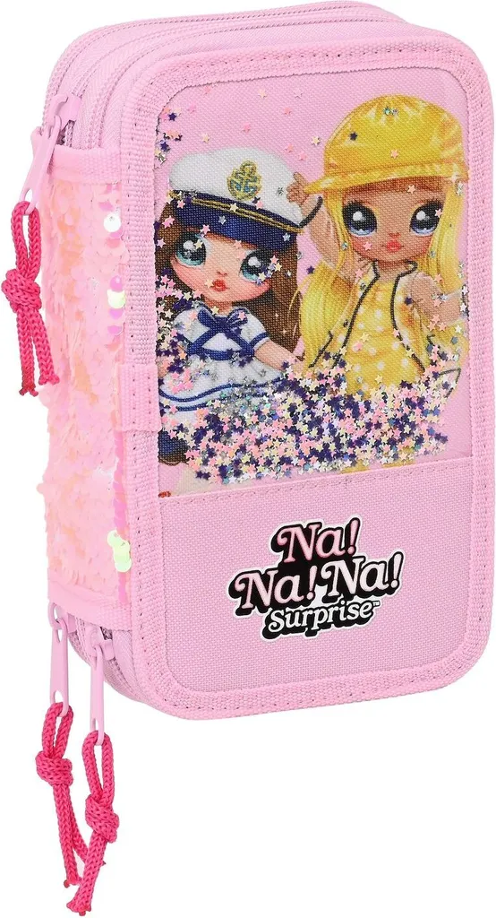 Trousse scolaire Safta Nanana Sparkles rose avec compartiment zippé 21cm
