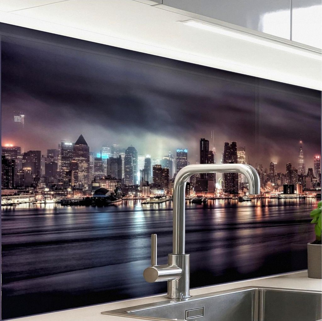 Küchenrückwand 60x80 cm Selbstklebend - Skyline von New York bei Nacht