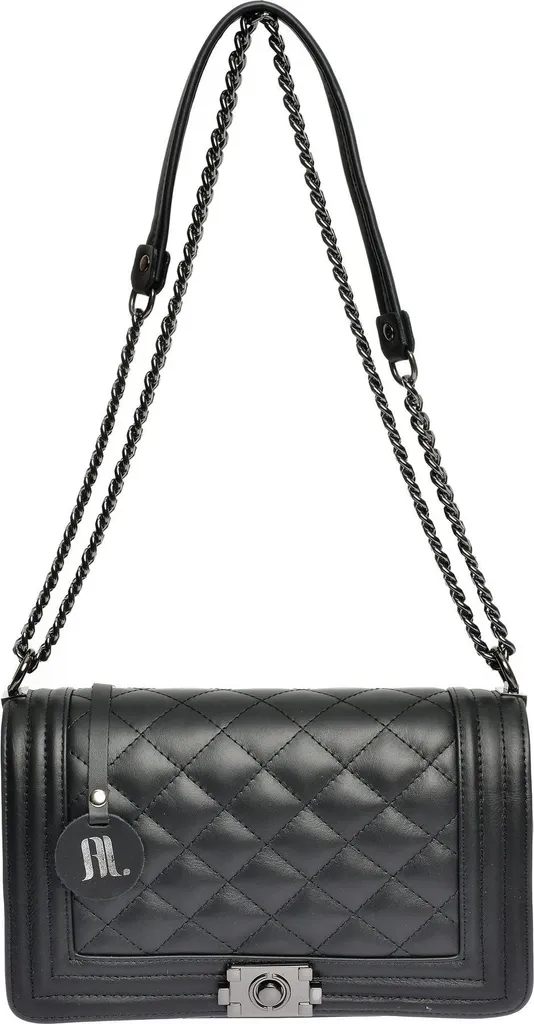 Sac à main épaule en cuir noir Anna Luchini AW25 - Chic et Intemporel