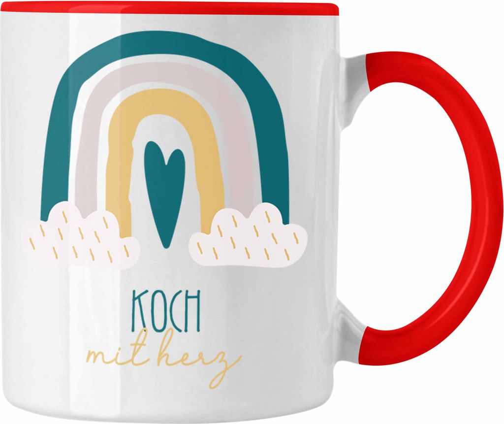Trendation - Koch Tasse Geschenk Danke Kaffeetassse Geschenkidee für Sternekoch mit Herz Spruch Männer (Rot)