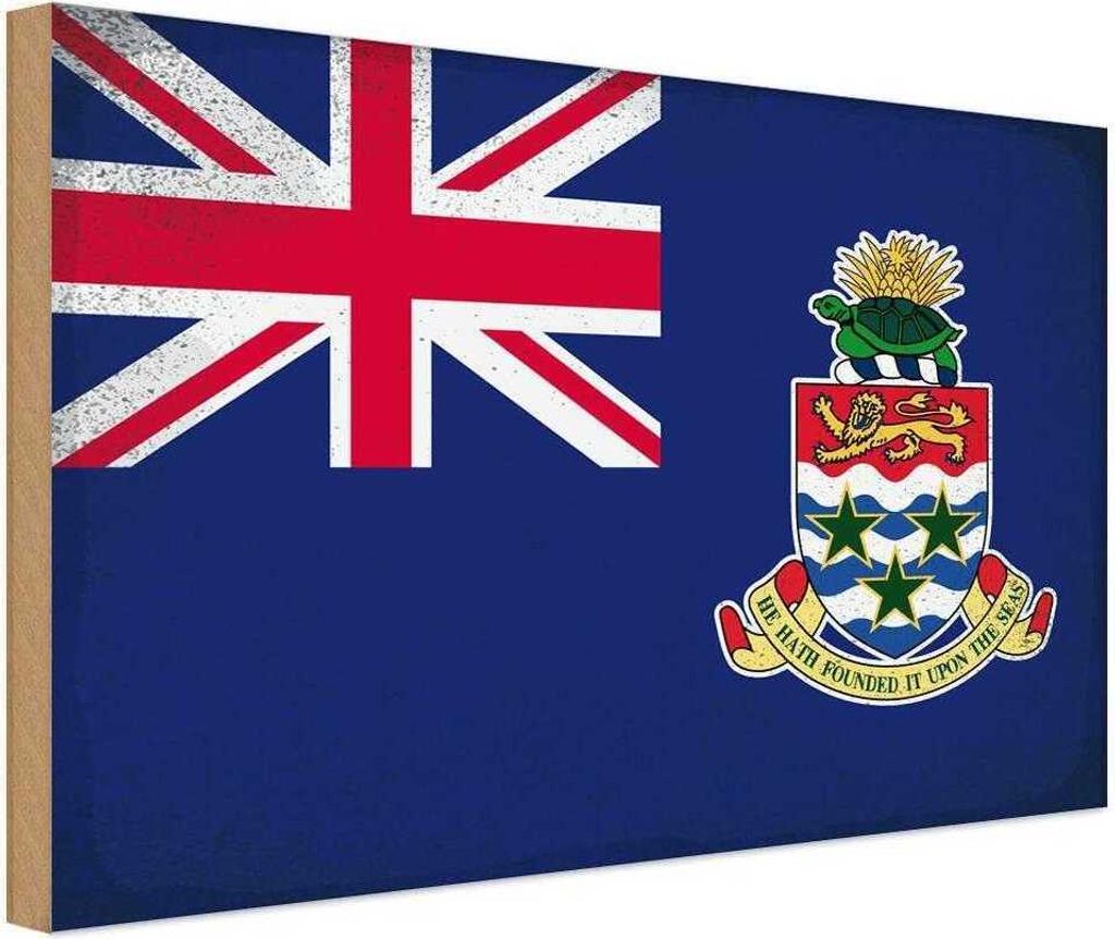 vianmo Holzschild 20x30 cm Cayman Islands Vintage Flagge Fahne Wappen