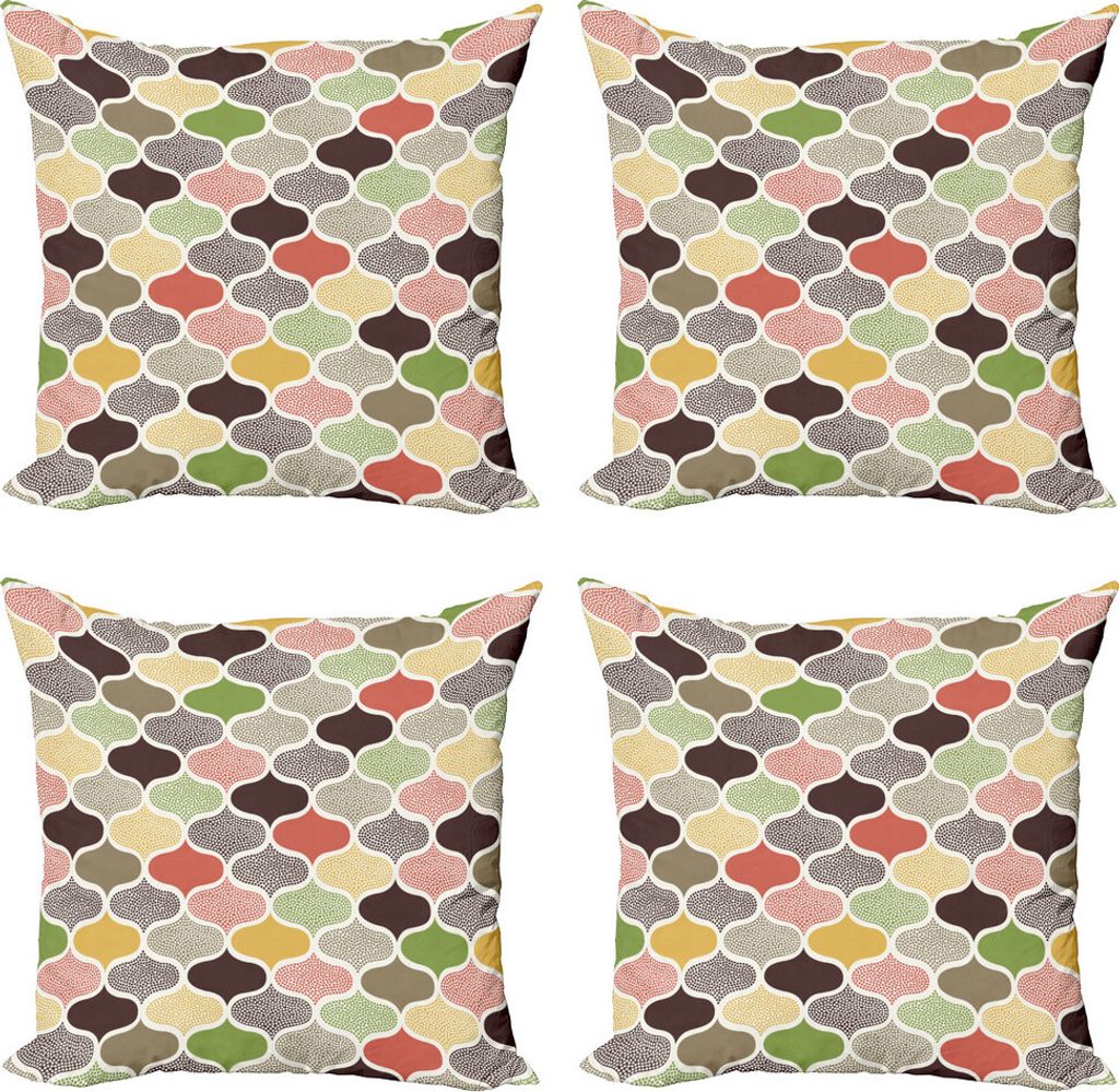 ABAKUHAUS Modern Kissenbezug Set (4 Stück), Oriental Morrocan Entwurf, Moderner Doppelseitiger Digitaldruck, 45 cm x 45 cm, Mehrfarbig