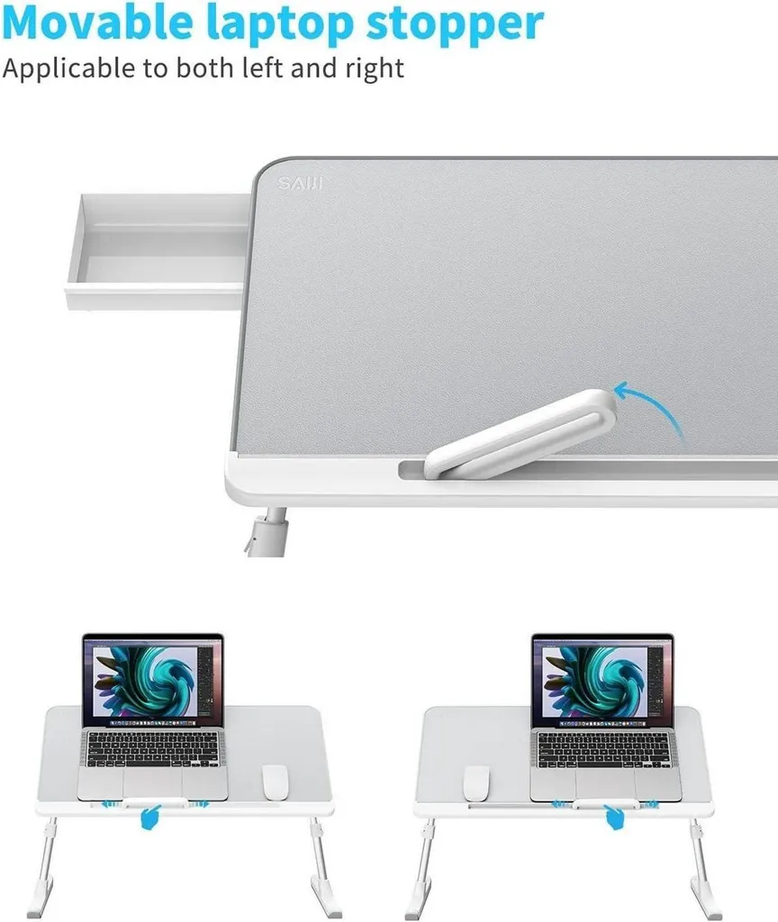 Table de Lit Ergonomique Réglable Plateau Bois E0 et Revêtement Confort - 7