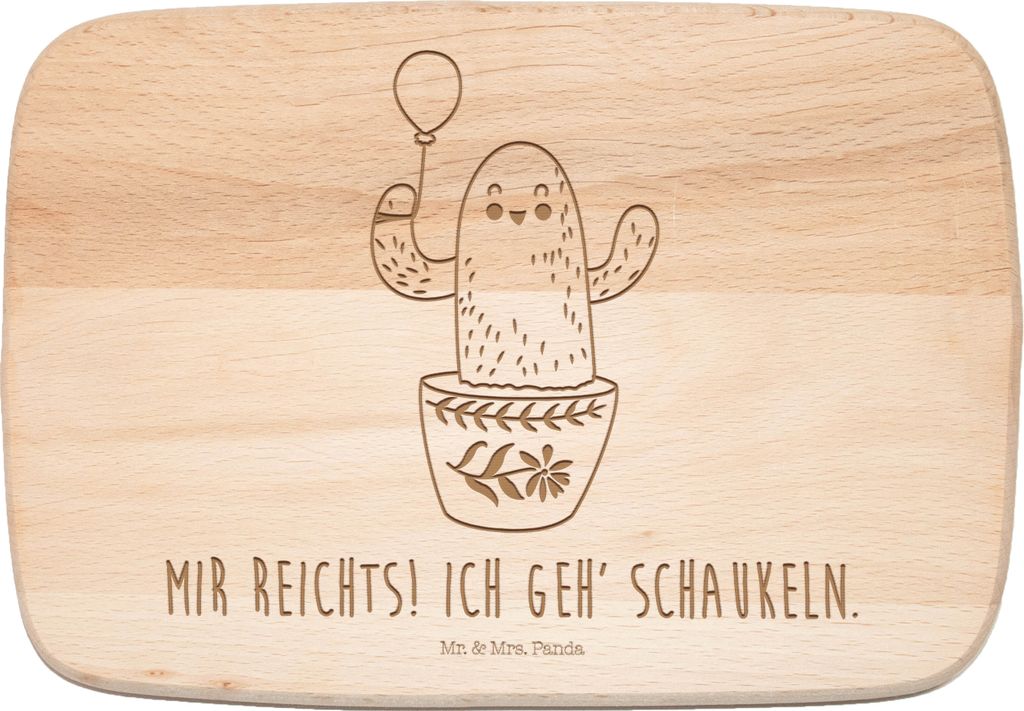 Mr. & Mrs. Panda Holzbrett Kaktus Luftballon - Transparent - Geschenk, jausenbrett, Kakteen, Büro, Schneidebrett, Frühstücksbrett, Ausbildung, F...